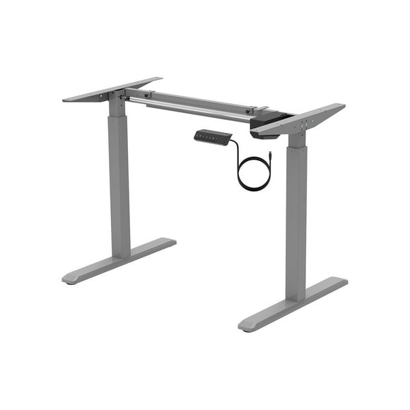 Monoprice Height Adjustable Sit-Stand Riser Table Desk Frame - Grey With Electric Single Motor, Compatible With Desktops From 39in-63in Wide