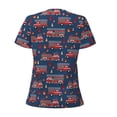 thumbnail image 3 of Goofa Fire Truck 1 Pattern Womens Deep V Neck Low Cut Tops Casual Summer Short Sleeve Ribbed Knit T-Shirts-Large, 3 of 5