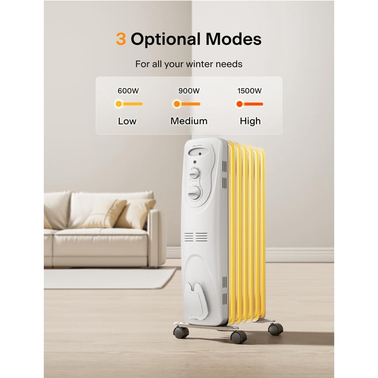 Pelonis Basic Electric Oil Filled Radiator, Space Heater with