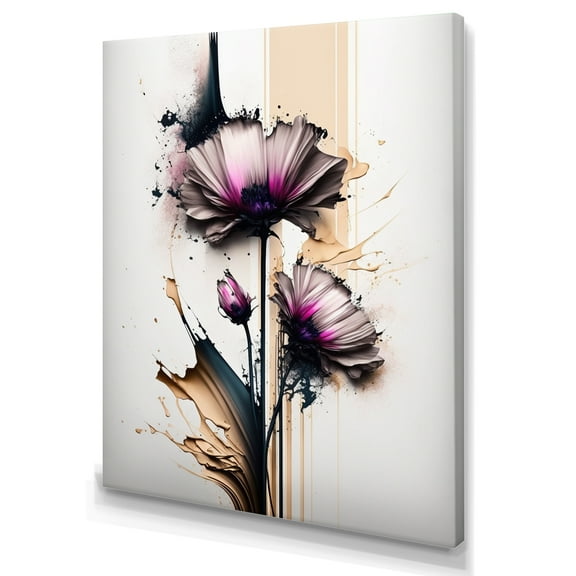 Designart Pink Gerbera Flower On Abstract Fusion IV Canvas Wall Art