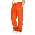 thumbnail image 3 of Dwellite Baggy Sweatpants Men Wide Leg Loose Fit Lounge Gym Solid Casual Joggers Uncuffed Oversized Baggy Cargo Sweatpants Orange XL, 3 of 8