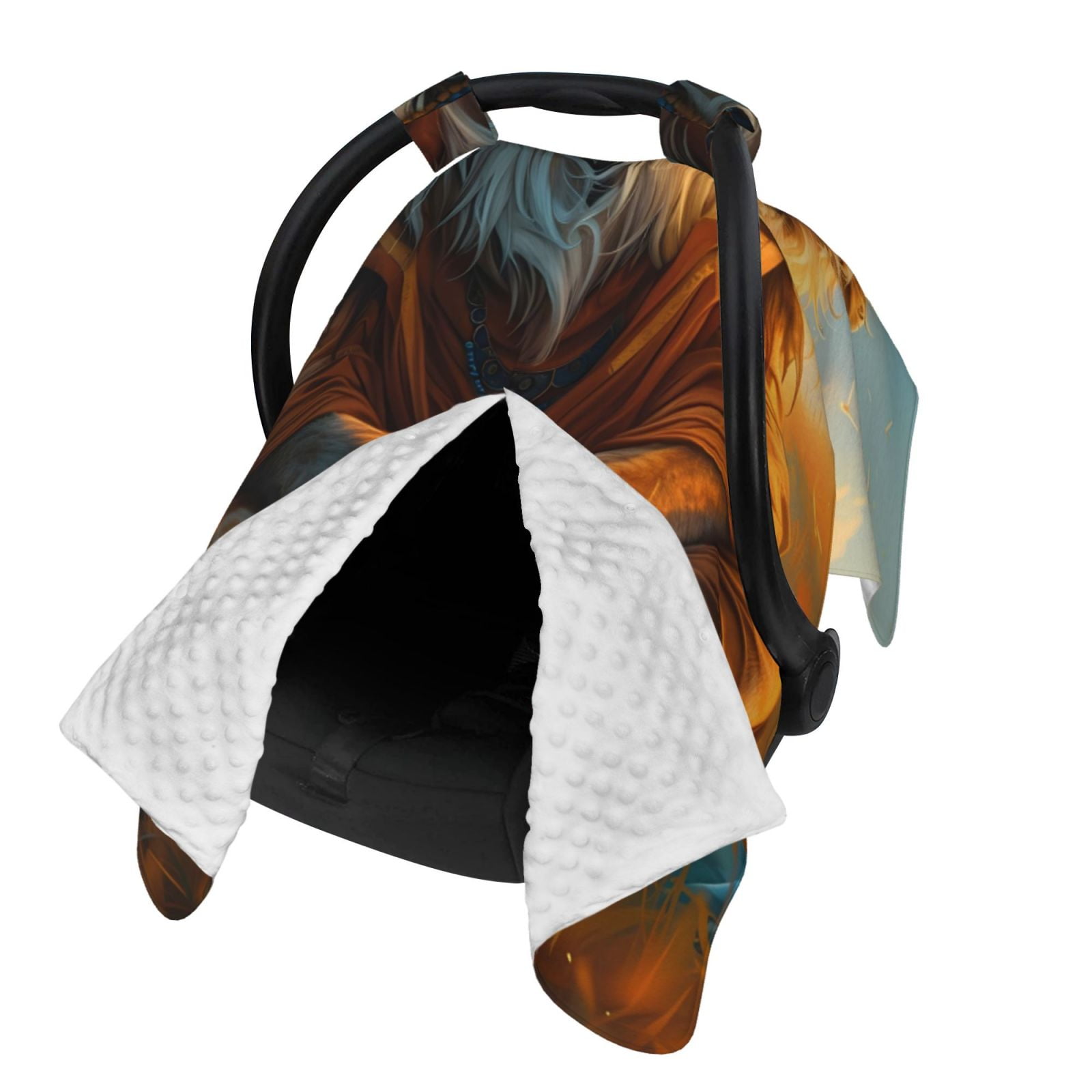 Naloa Prairie Meditating Lion Baby Car Seat Cover, Breathable Baby Carrier Cover, Multiuse Baby Carrier Cover & Nursing Breastfeeding Cover