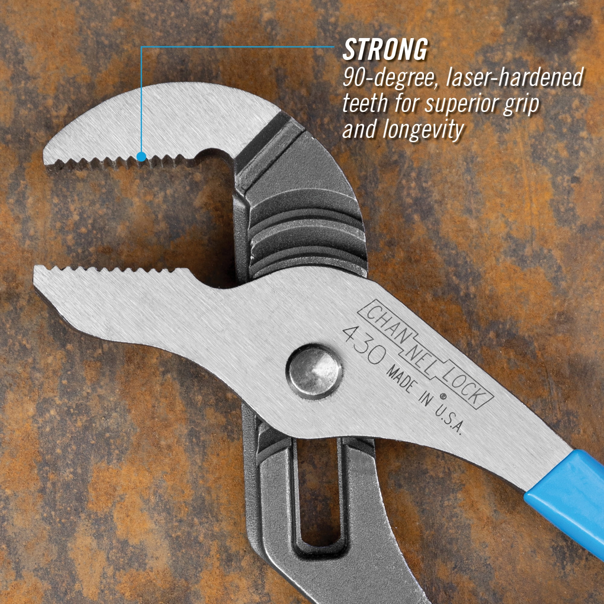 CHANNELLOCK 10-inch Straight Jaw Tongue & Groove Pliers, 2-inch Jaw Capacity, Made in USA (430)