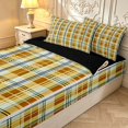 thumbnail image 3 of Manfei Vintage Grid Zipper Twin Comforter Sets with Fitted Sheet and 2 Pillowcases,Modern Check Zipper Bedding Set,Yellow,Black Reversible,4pcs, 3 of 8