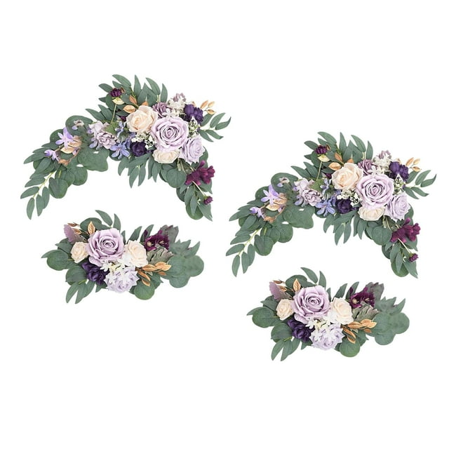 Guirnalda de flores artificiales de seda, decoración de pared decorativa hecha a mano 2 Azul Blanco