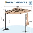 thumbnail image 2 of Parasols d'Extérieur de 10 Pi pour Patio, Parasol Déporté avec Cadre en Acier, Protection UV, Tissu Résistant à la Décoloration, Rotation à 360 Degrés, Parasols de Piscine d'Extérieur pour Jardin, Terrasse, Cour Arrière, 2 of 7
