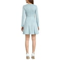 thumbnail image 3 of INSPIRE CHIC Women's Dress Houndstooth Plaid Crew Neck Button Front Elegant A-Line Dress L Light Blue, 3 of 6