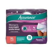 Assurance Womens Overnight Incontinence and Postpartum Underwear, XL, Ultimate Absorbency, 16 Count