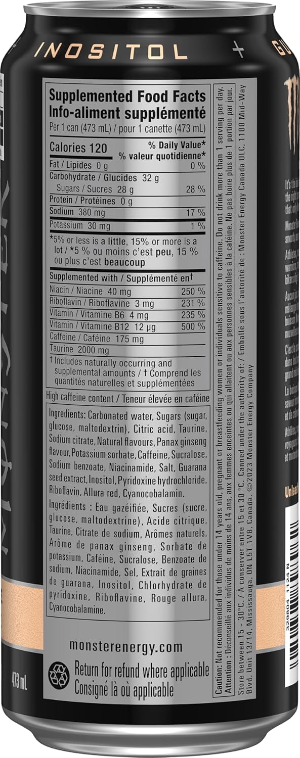 MONSTER ENERGY Reserve Peaches N' Crème 12 Pack 473 mL imported from Canada