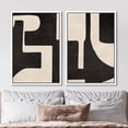 thumbnail image 2 of IDEA4WALL Framed Canvas Print Wall Art Set Black & Beige Geometric Paint Stroke Modern Art Abstract Wall Decoration Bohemian Minimal Artwork for Living Room, Bedroom, Office - 16"x24"x2 White, 2 of 5