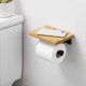 thumbnail image 5 of Black Adhesive Toilet Paper Holder with Bamboo Shelf, No-Drill Wall-Mounted SUS304 Stainless Steel Roll Holder, 5 of 5