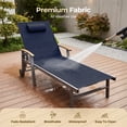 thumbnail image 3 of Harbweb Outdoor Chaise Lounge Chair , 5-Position Adjustable Sun Tanning Chair with Pillow, Aluminum Patio Lounge Chair with Wheels & Armrests for Garden, Beach, Patio, Pool, Blue, 3 of 9