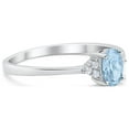 thumbnail image 6 of Art Deco Oval Engagement Ring Aquamarine CZ 925 Sterling Silver Size 6, 6 of 7