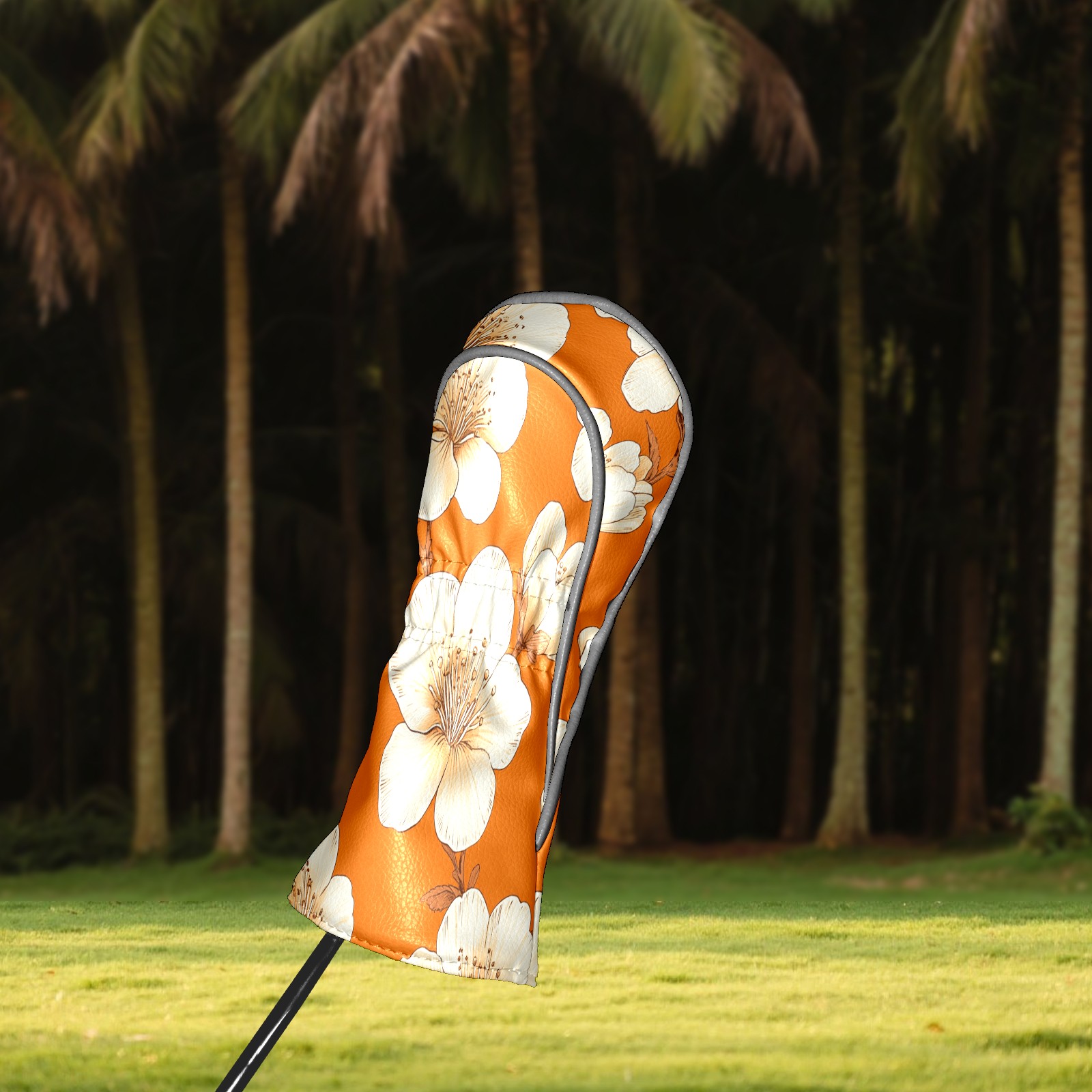 Golf Club Covers PU Leather Waterproof Head Covers for Fairway Woods Hybrids Peach Blossom