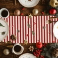 thumbnail image 3 of Burlap Table Runner 72 Inches Long,Christmas Holly Berry Red Stripe Non-Slip Kitchen Table Runners for Dining Room Everyday Use Party Table Decorations Winter Pine Branch Retro Linen, 3 of 9