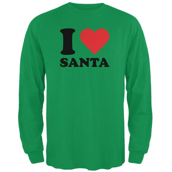 Christmas I Heart Santa Irish Green Adult Long Sleeve T-Shirt - Large