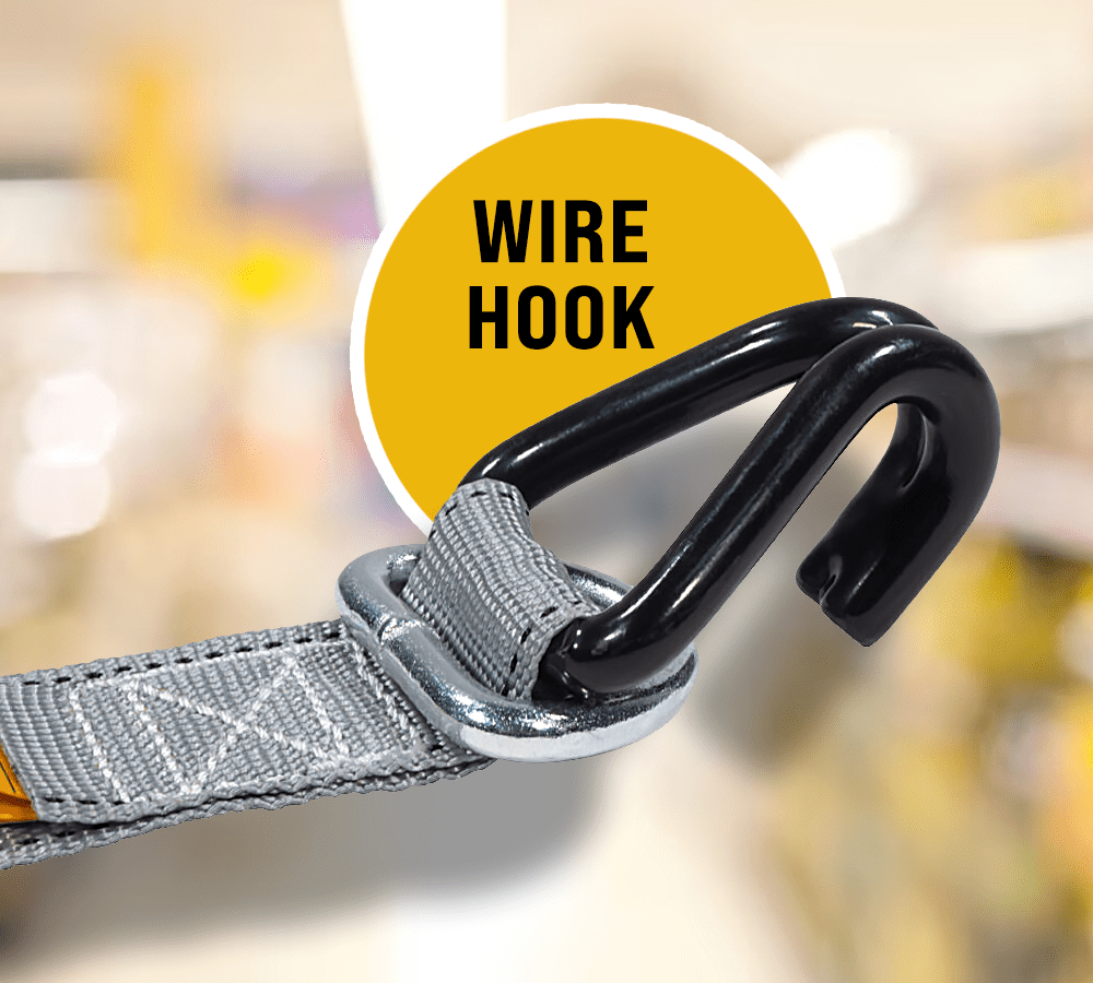 2 Pack 1-1/2" x 8’ Mountable Rack-Ratchet Straps with Double J-Hook - 1,500 lbs Breaking Strength - Ladder Rack Ratchet Tie Down Straps
