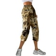thumbnail image 6 of QATAINLAV Capri Pants for Women Fashion Camo Print Cargo Pants Casual Elastic Waist Hiking Cropped Trousers Loose Wide Leg Capri with Pockets Brown L Ropa de Verano Para Mujer, 6 of 8