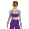 thumbnail image 4 of Miutii Kids Girls Sparkly Sequin Crop Top Long Sleeve Backless Rhinestone Shirt for Hip Hop Jazz Dance Performance Purple 14, 4 of 5