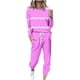 thumbnail image 2 of Puntoco Traje Casual Con Cordón Y Cuello Redondo De Manga Larga Estampado Suelto A La Moda Para Mujer Rosa Xl, 2 of 5