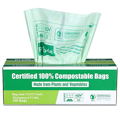Teyyvn 3 Gallon 100% Biodegradable Compost Bags 140 Counts F Gray 