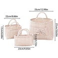 thumbnail image 3 of 3PC Gingham Storage Baskets with Handles, Fabric Storage Basket Set for Organizing Books Towels Clothes Closet Shelf, Farmhouse Plaid Bins for Office, 3 of 7