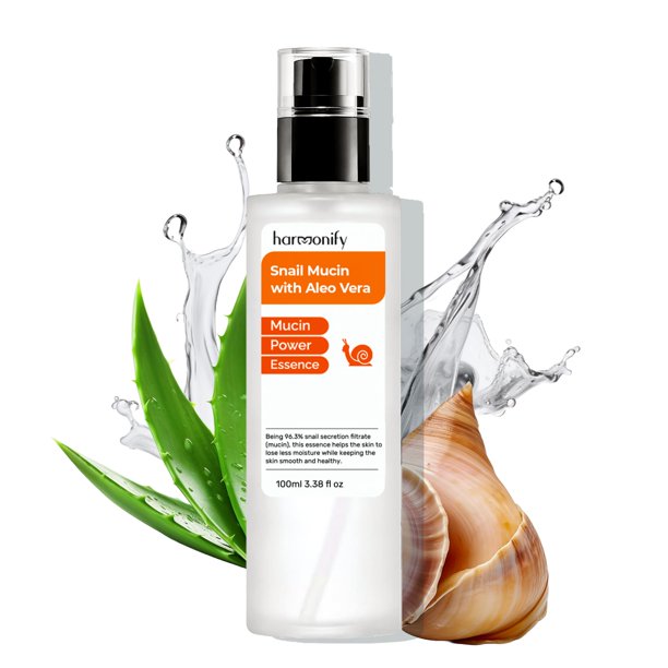 HARMONIFY Suero de mucina de caracol para cara con aloe vera 96 ??3% Filtrado de secreción de caracol Esencia reparadora Cuidado de la piel coreano Suero facial hidratante Cuidado personal y de la pie