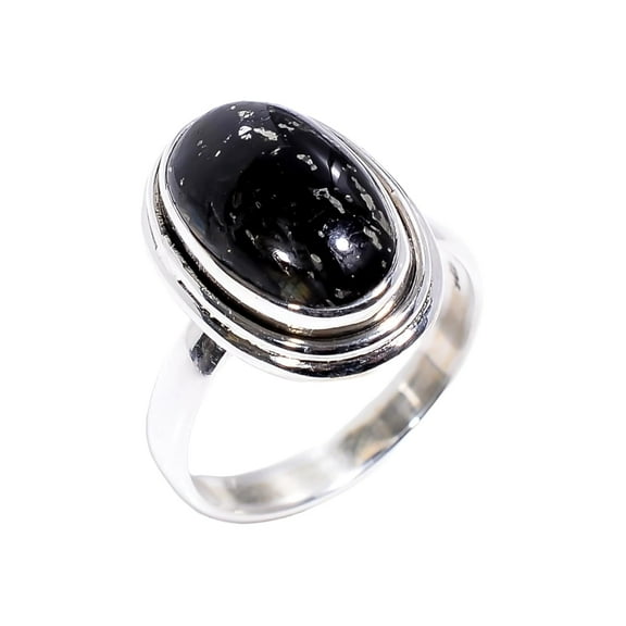 Natural Goden Blue Flash Nuummite Gemstone 925 Sterling Silver Handmade Statement Ring Gift Jewelry for Her and Him