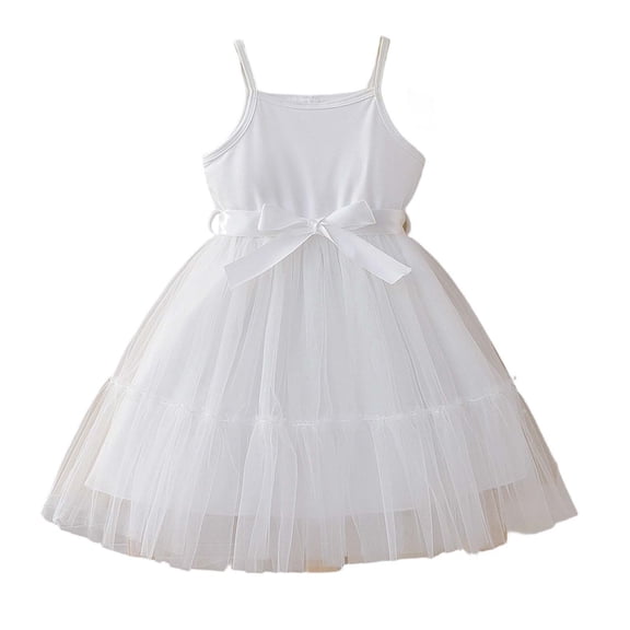 WRKEKC Girls Princess Dress Party One Shoulder Solid Color Tulle With Belt Soft Breathable Comfortable Daily 3-10 Years