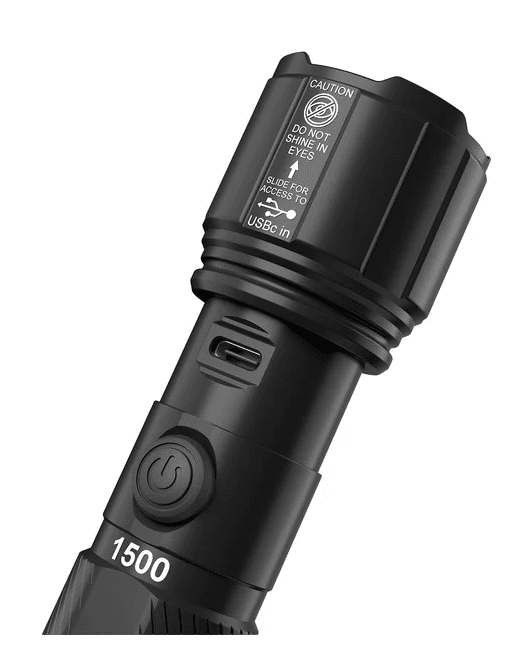 Duracell Durabeam Ultra Hybrid LED Flashlights Set of 4 – 1500 Lumens, Rechargeable USB-C & AAA Battery Options, Weather-Resistant Aluminum – Black