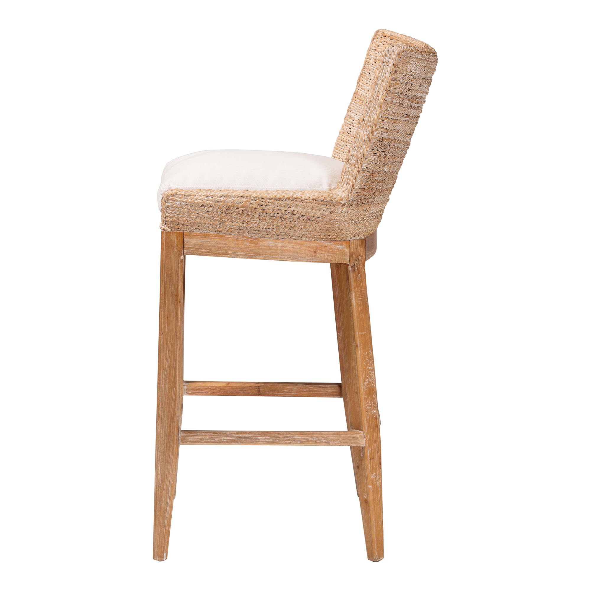 bali & pari Ridley Boho Bar Stool, Bar Height, White Wash