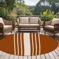thumbnail image 5 of Burnt Orange Beige Striped Round Area Rug 5ft Washable Large Round Rug for Living Room, Soft Circle Rugs for Dining Room, Modern Farmhouse Retro Lines Floor Carpet for Bedroom Entryway Office, 5 of 9
