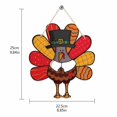 thumbnail image 2 of Thanksgiving Turkey Hanging Ornament, Printed Textile-Style Fall Decoration with Colorful Patterned Tail Feathers and Black Pilgrim Hat for Seasonal Home Displays, 2 of 4