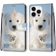 thumbnail image 2 of SaniMore for iPhone 14 Pro 6.1 "2022 PU Leather Case with Card Slots Detchable Lanyard Color Painting Luxury Pattern Flip Kickstand Shcokproof Wallet Case For iPhone 14 Pro 6.1", Dog, 2 of 10