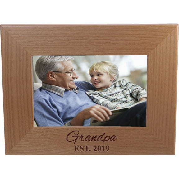 Grandpa EST 2019 4-inch x 6-Inch Wood Picture Frame