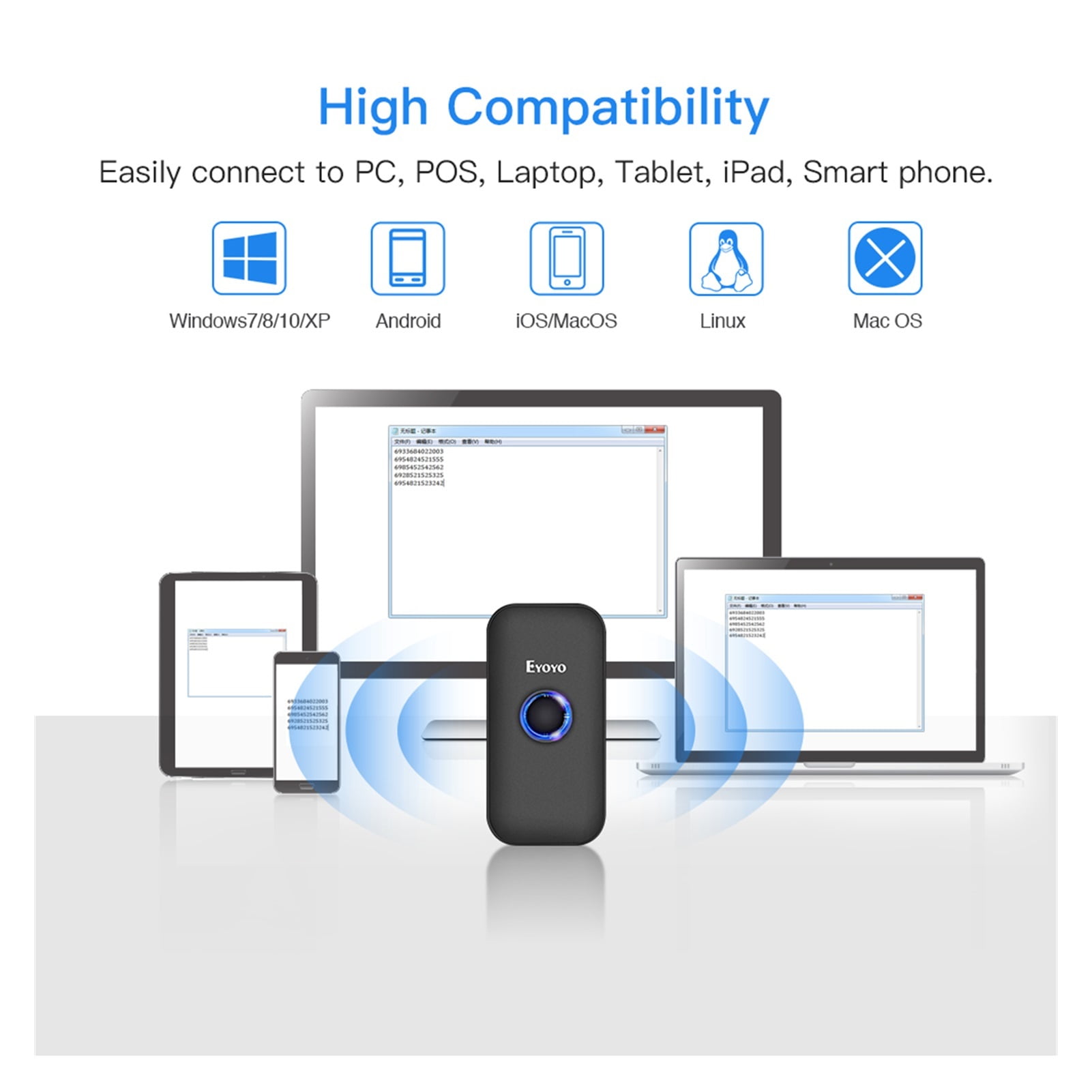 Mini 1D/2D QR Barcode Scanner 2.4G Wireless&amp;Bluetooth Bar Code Reader Portable 1D QR Image Scanner ,Easy to Operate