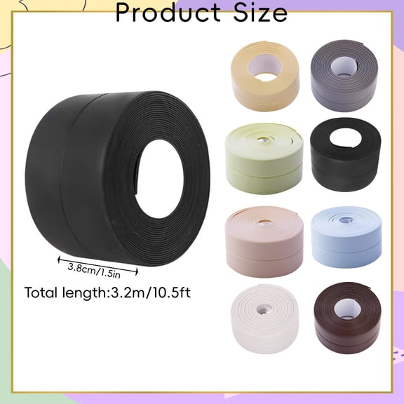 Waterproof Self Adhesive Caulk Tape, Flexible Seal Caulking Tape, Anti Mold Caulk Strip Wall Edge Sealing Tape, for Toilet, Tub, Peel and Stick Backsplash Finisher, Renter Friendly, 1.5 in,10.5ft,A