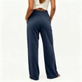 thumbnail image 6 of Corduroy Pants for Women Baggy Wide Leg Casual Drawstring Elastic Waist Barrel Loose Trousers with Pockets Navy M, 6 of 6