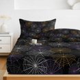 thumbnail image 6 of Twin XL Size Fitted Sheet Set - Black Halloween 2 Piece Bedding Sets 16" Deep Pocket Fitted Sheet with 1 Pillowcases, Purple White Yellow Net Classic Black Brushed Microfiber Hotel Luxury Bed Sheets, 6 of 9