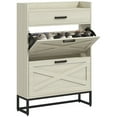 thumbnail image 2 of HOMCOM Narrow Shoe Cabinet with 2 Flip Doors and Top Drawer, White, 2 of 9