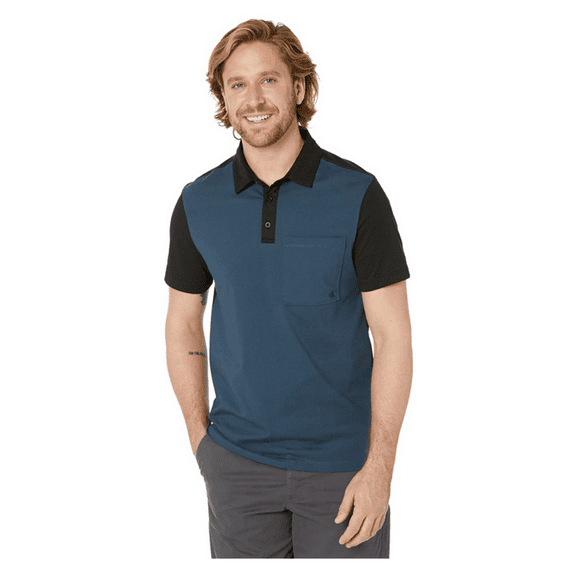 Calvin Klein Men's Colorblocked Polo Shirt Ink Blue / Black Small