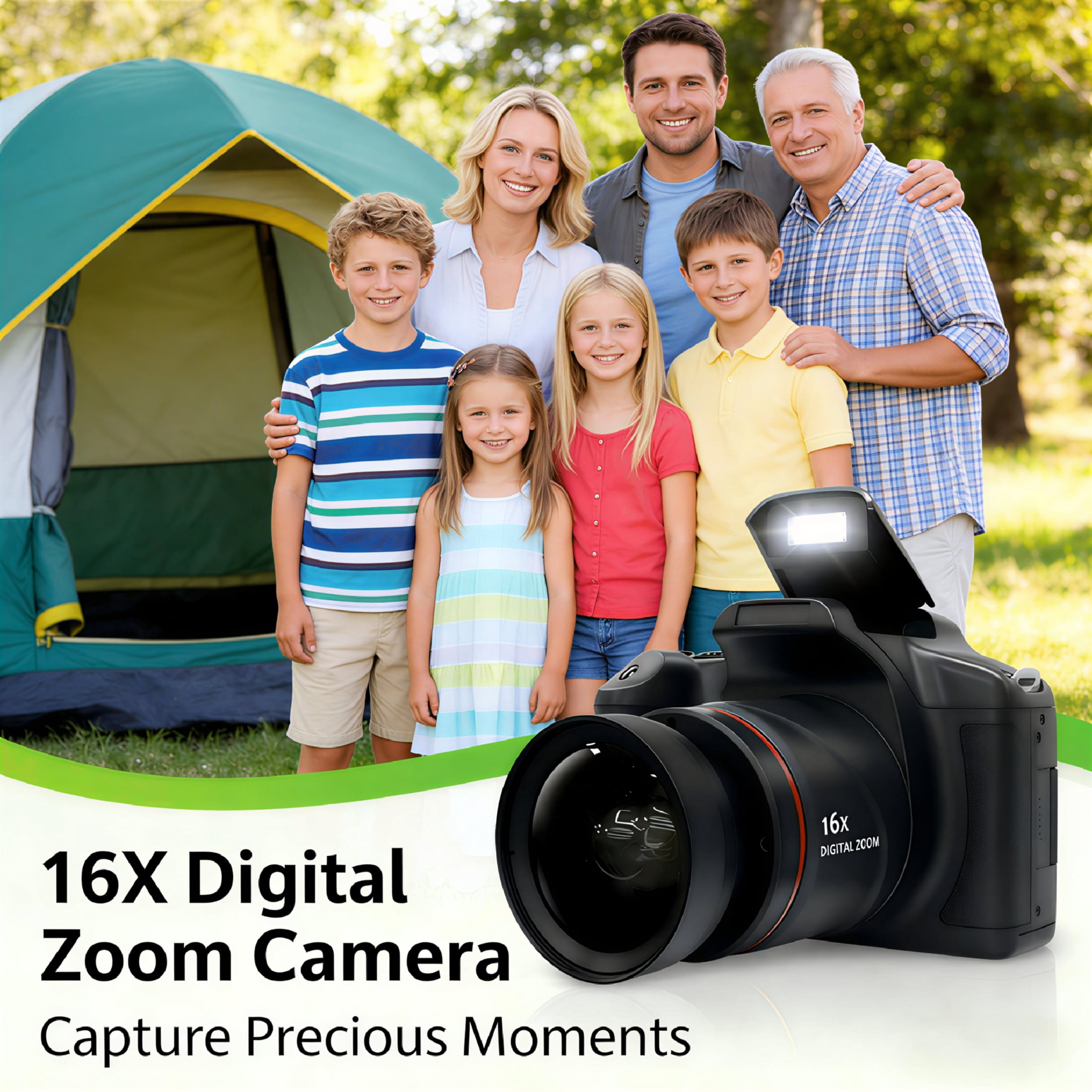 GJX Digital Camera, for Photography and Video Autofocus, 16X Optical Zoom Vlogging Camera for Travel, Dual Cameras for Beginners (Black)