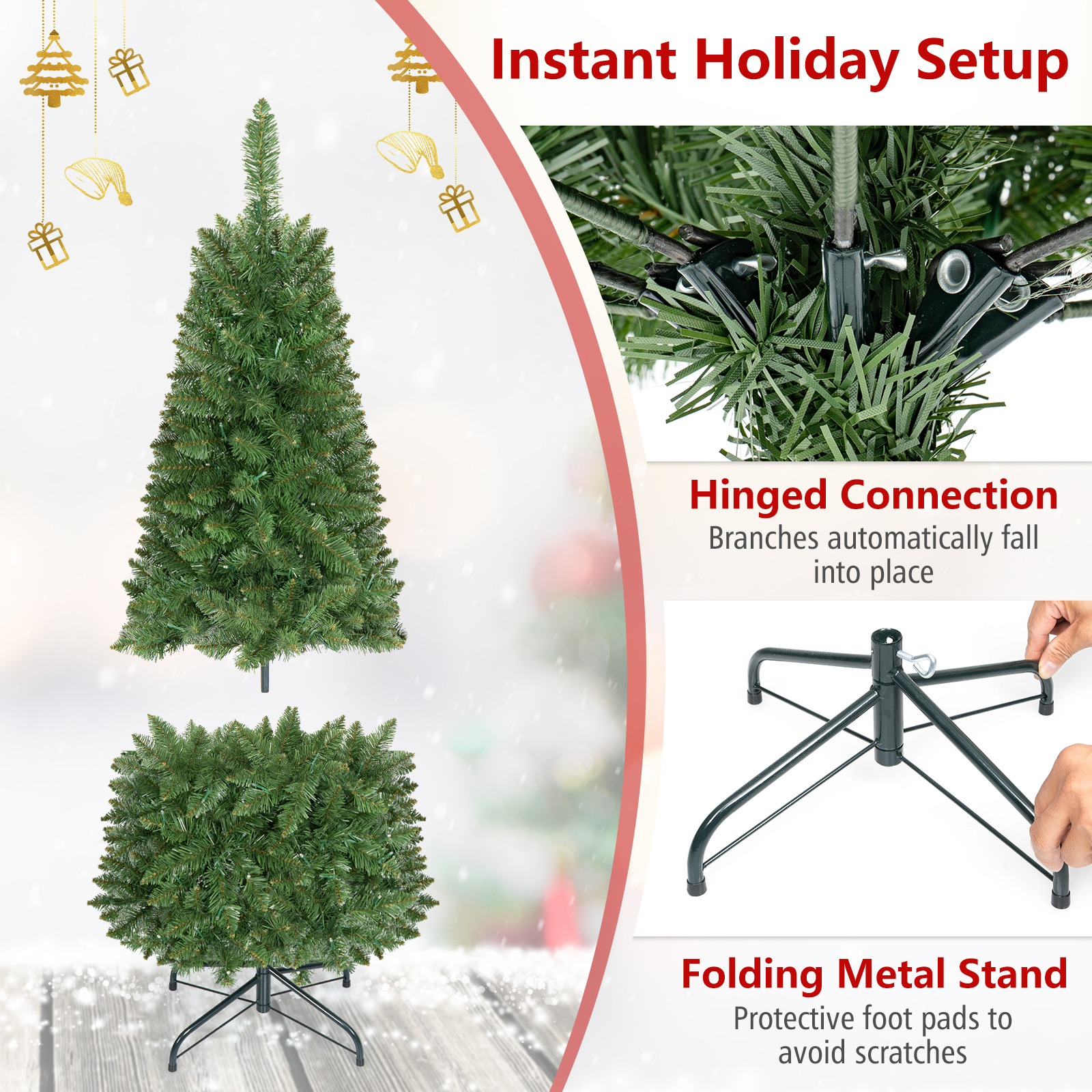 Costway 4.5ft Pre-Lit Pencil Christmas Tree with LED Lights photo 8
