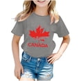 thumbnail image 2 of Zwiiyzr Summer Boys Girls T-Shirt "Happy Day Canada Day" Graphic Crewneck Short Sleeve Printed Tee Shirt Tops for Kids Teens 3-12 Years Gray, 2 of 4