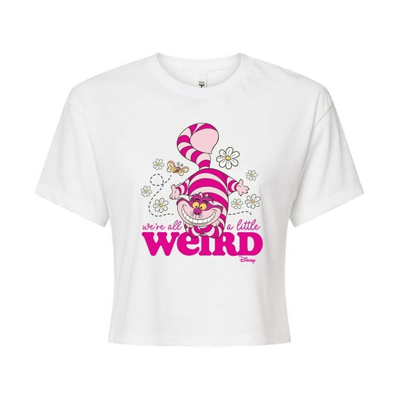Disney - Alice In Wonderland - Were All A Little Weird - Juniors Cropped Cotton Blend T-Shirt