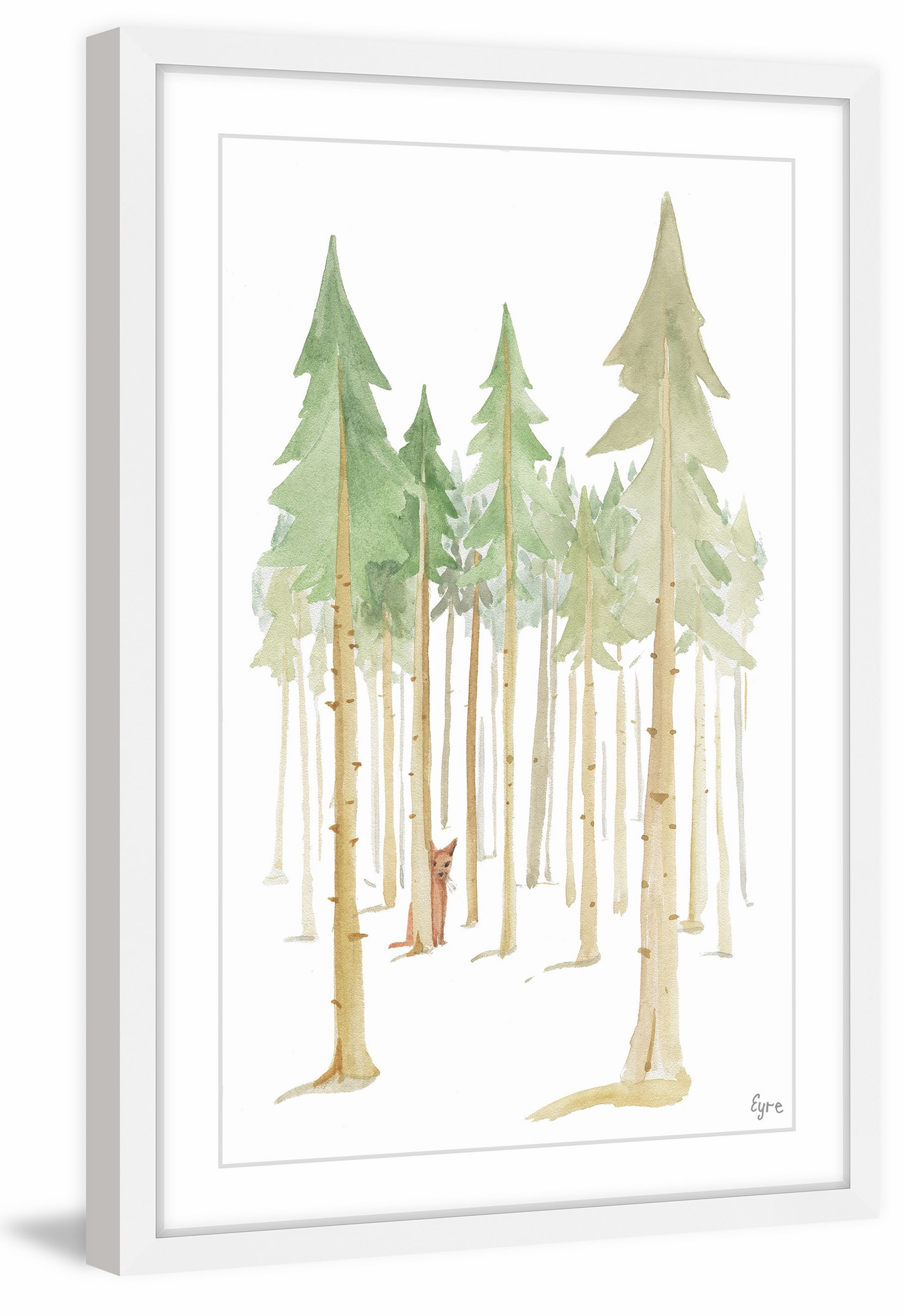 Cat in the Forest 24 in x 36 in Framed Painting Art Prints, by Marmont Hill