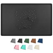 Silicone Dog Food Mat, Pet Placemat for Prevent Feeding Spills, Waterproof Dog Bowl Mats for Food and Water, Cat Food Mat for Pet Feeder, Black