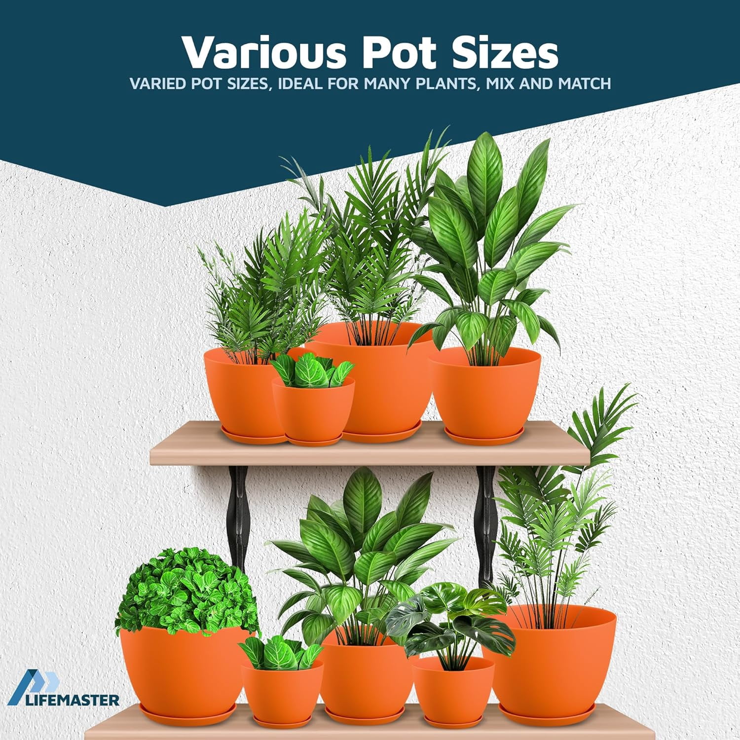 Yellow Plant Pots with Drainage Holes & Saucers 20 Packs, Indoor & Outdoor Stackable Plastic Planters in Multiple Sizes for Houseplants & Flowers, Durable & Weatherproof Materials, Matte Finish