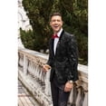 thumbnail image 4 of COOFANDY Mens Velvet Blazer Black Floral Tuxedo Jacket Regular Fit Party Dinner Jacket, 4 of 9