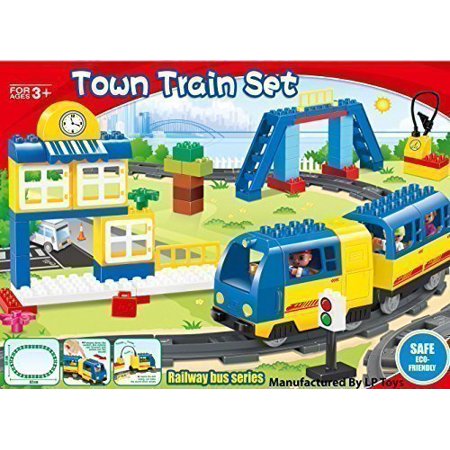 Motorized engine train set with sound Battery-Operated, Lego Duplo Compatible (83 Pcs)
